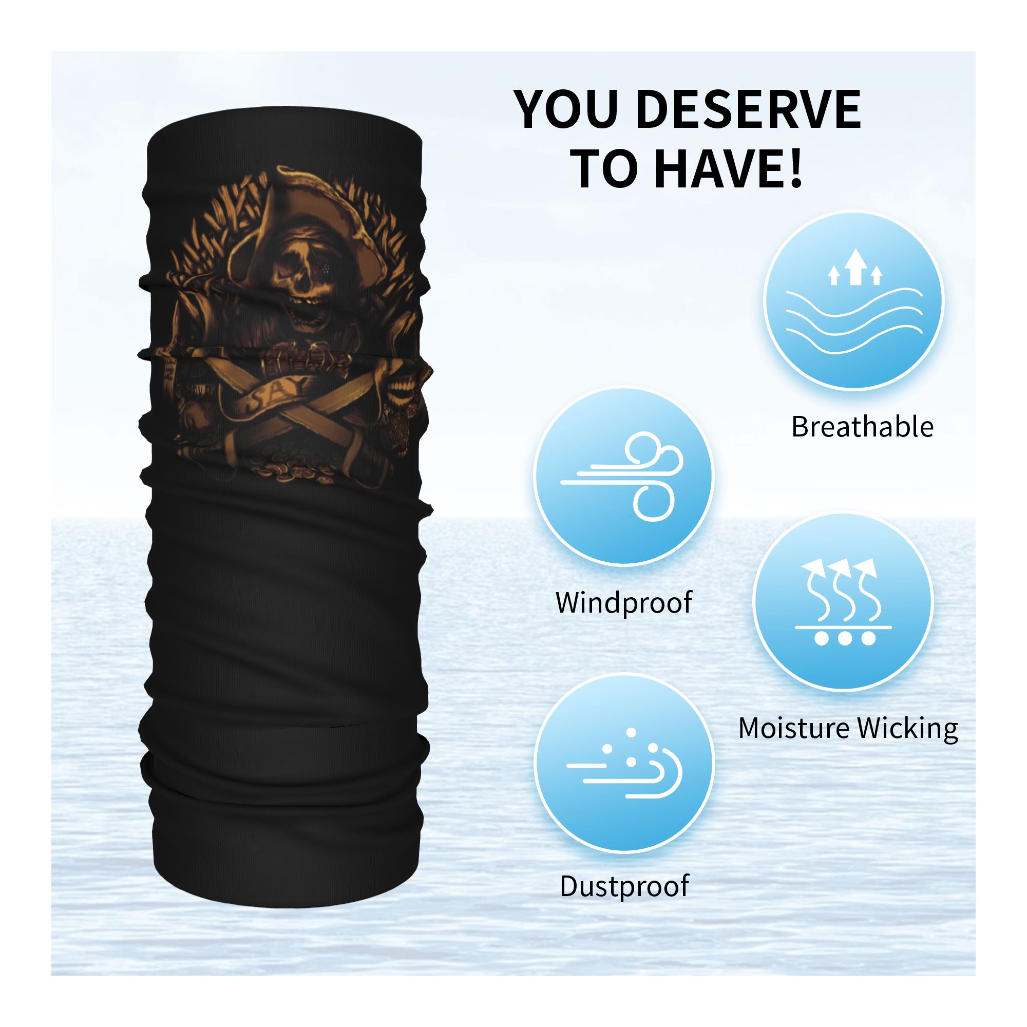 Custom Never Say Die Pirate Sk - Neck Gaiter Face Cover review and price